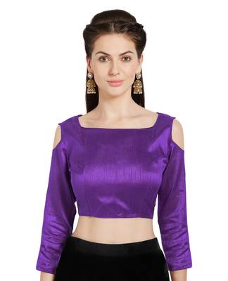 Purple Art Silk Readymade PartywearSaree Blouse 1