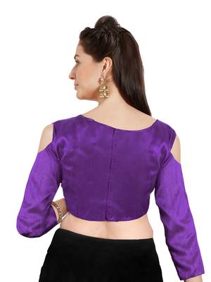 Purple Art Silk Readymade PartywearSaree Blouse 2