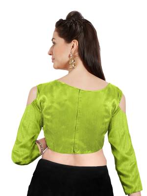 Parrot Green Art Silk Readymade PartywearSaree Blouse 2