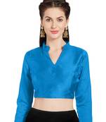 Turquoise Art Silk Readymade Saree Blouse