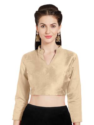 Beige Art Silk Readymade Saree Blouse 1