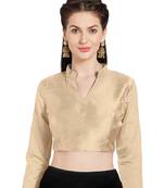 Beige Art Silk Readymade Saree Blouse