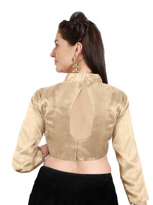 Beige Art Silk Readymade Saree Blouse 2