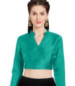 Teal Art Silk Readymade Saree Blouse