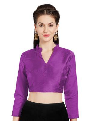 Wine Art Silk Readymade Saree Blouse 1