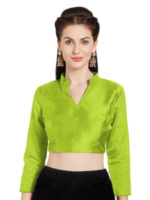 Parrot Green Art Silk Readymade Saree Blouse 1