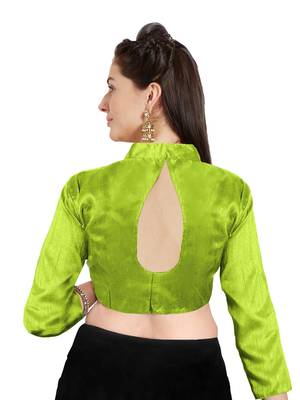 Parrot Green Art Silk Readymade Saree Blouse 2