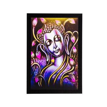 Lord Buddha and Flowers Matt Textured UV Art Painting 1