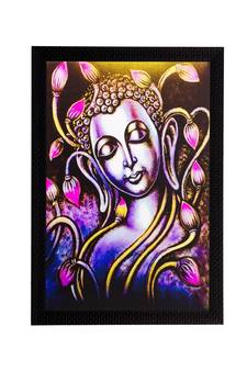 Lord Buddha and Flowers Matt Textured UV Art Painting