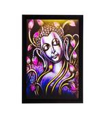 Lord Buddha and Flowers Matt Textured UV Art Painting