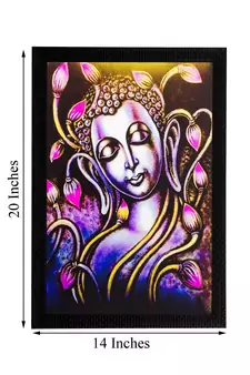Lord Buddha and Flowers Matt Textured UV Art Painting