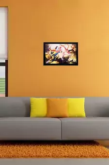 Flying Radha Krishna Matt Textured UV Art Painting