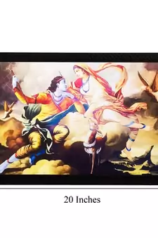 Flying Radha Krishna Matt Textured UV Art Painting