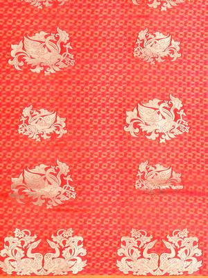 Orange woven art silk saree with blouse 4