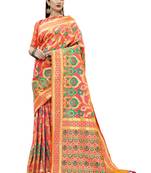orange woven art silk saree with blouse