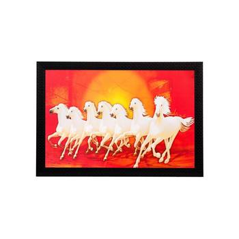 White Running Lucky Horses Matt Textured UV Art Painting 1