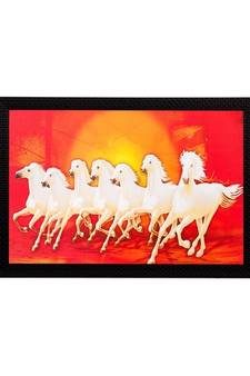 White Running Lucky Horses Matt Textured UV Art Painting