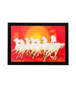 White Running Lucky Horses Matt Textured UV Art Painting