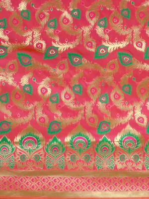 orange woven art silk saree with blouse 4