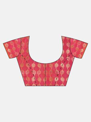orange woven art silk saree with blouse 5