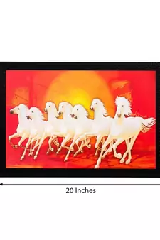 White Running Lucky Horses Matt Textured UV Art Painting