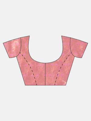Pink woven art silk saree with blouse 5