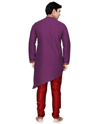 Purple embroidered dupion silk kurta-pajama 2