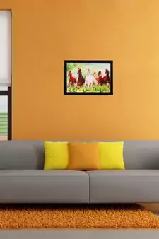 Running Lucky Horses Matt Textured UV Art Painting