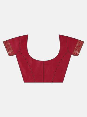 Maroon woven art silk saree with blouse 5