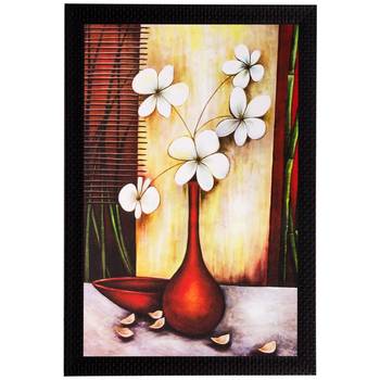 White Flowers and Vase Matt Textured UV Art Painting 1