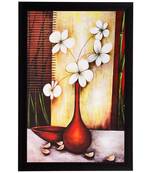 White Flowers and Vase Matt Textured UV Art Painting