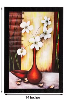 White Flowers and Vase Matt Textured UV Art Painting