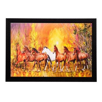 Running Brown Lucky Horses Matt Textured UV Art Painting 1