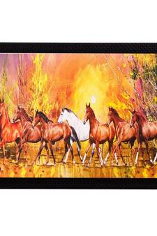 Running Brown Lucky Horses Matt Textured UV Art Painting