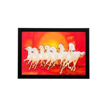 Running White Lucky Horses Matt Textured UV Art Painting 1