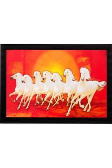 Running White Lucky Horses Matt Textured UV Art Painting