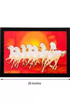 Running White Lucky Horses Matt Textured UV Art Painting