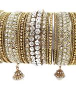 bridal  gold plated  stone jhumki style 22pc chuda bangle for women l53