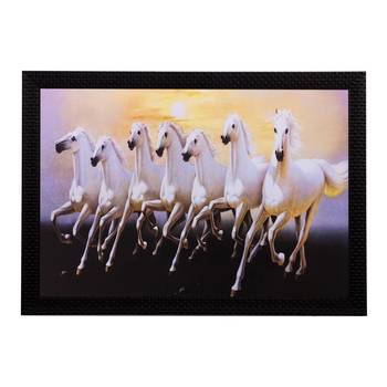 Running White Lucky Horses Matt Textured UV Art Painting 1