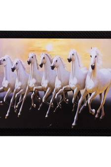 Running White Lucky Horses Matt Textured UV Art Painting