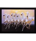 Running White Lucky Horses Matt Textured UV Art Painting