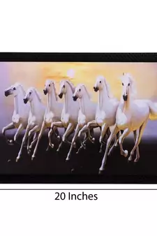 Running White Lucky Horses Matt Textured UV Art Painting