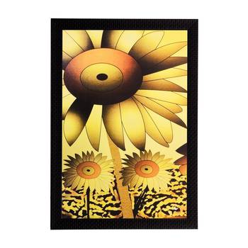 Golden Floral Matt Textured UV Art Painting 1