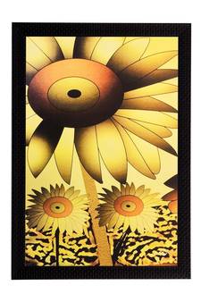 Golden Floral Matt Textured UV Art Painting