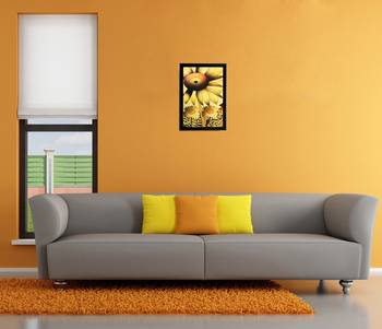 Golden Floral Matt Textured UV Art Painting 2