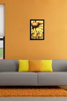 Golden Floral Matt Textured UV Art Painting