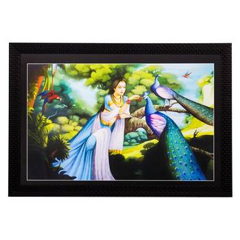 Lady and Peacock Matt Textured UV Art Painting 1
