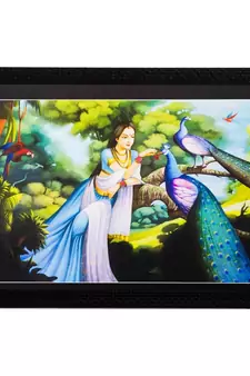 Lady and Peacock Matt Textured UV Art Painting