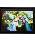 Lady and Peacock Matt Textured UV Art Painting