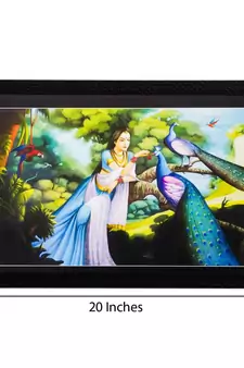Lady and Peacock Matt Textured UV Art Painting